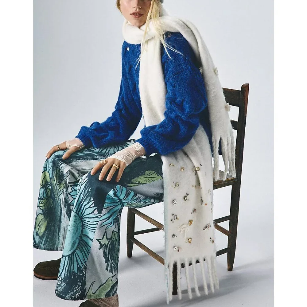 FREE PEOPLE Winter Chill Blanket Scarf / Ivory
